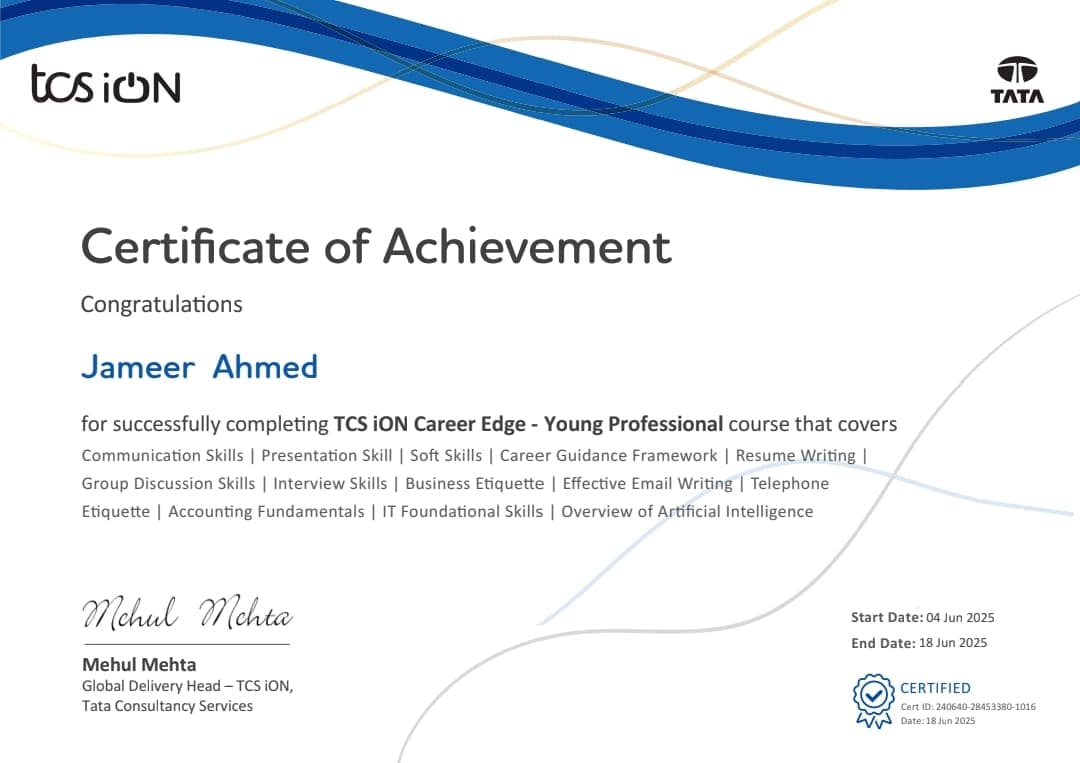 TCS iON Career Edge — Young Professional — TCS iON